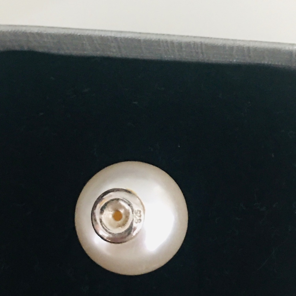 FRESHWATER WHITE ROUND PEARL DOUBLE PEARL STUDS & SILVER 925 - Picture 7 of 13